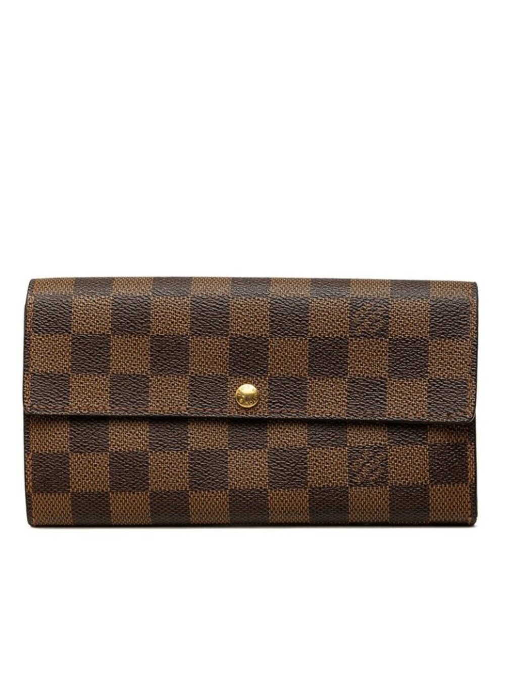 Louis Vuitton Damier Portefeuille Sarah Wallet Brown Leather